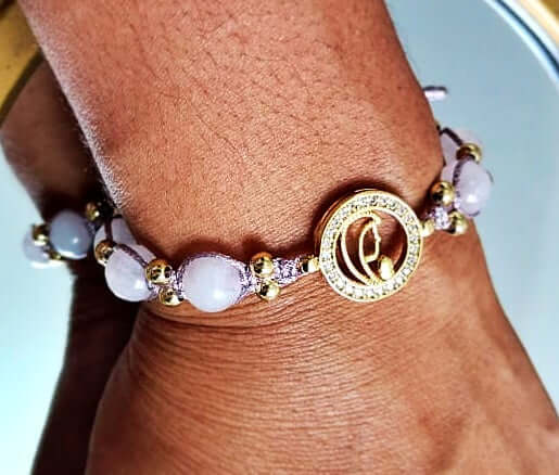Ladies' bracelet of the Virgin of Guadalupe with rose quartz