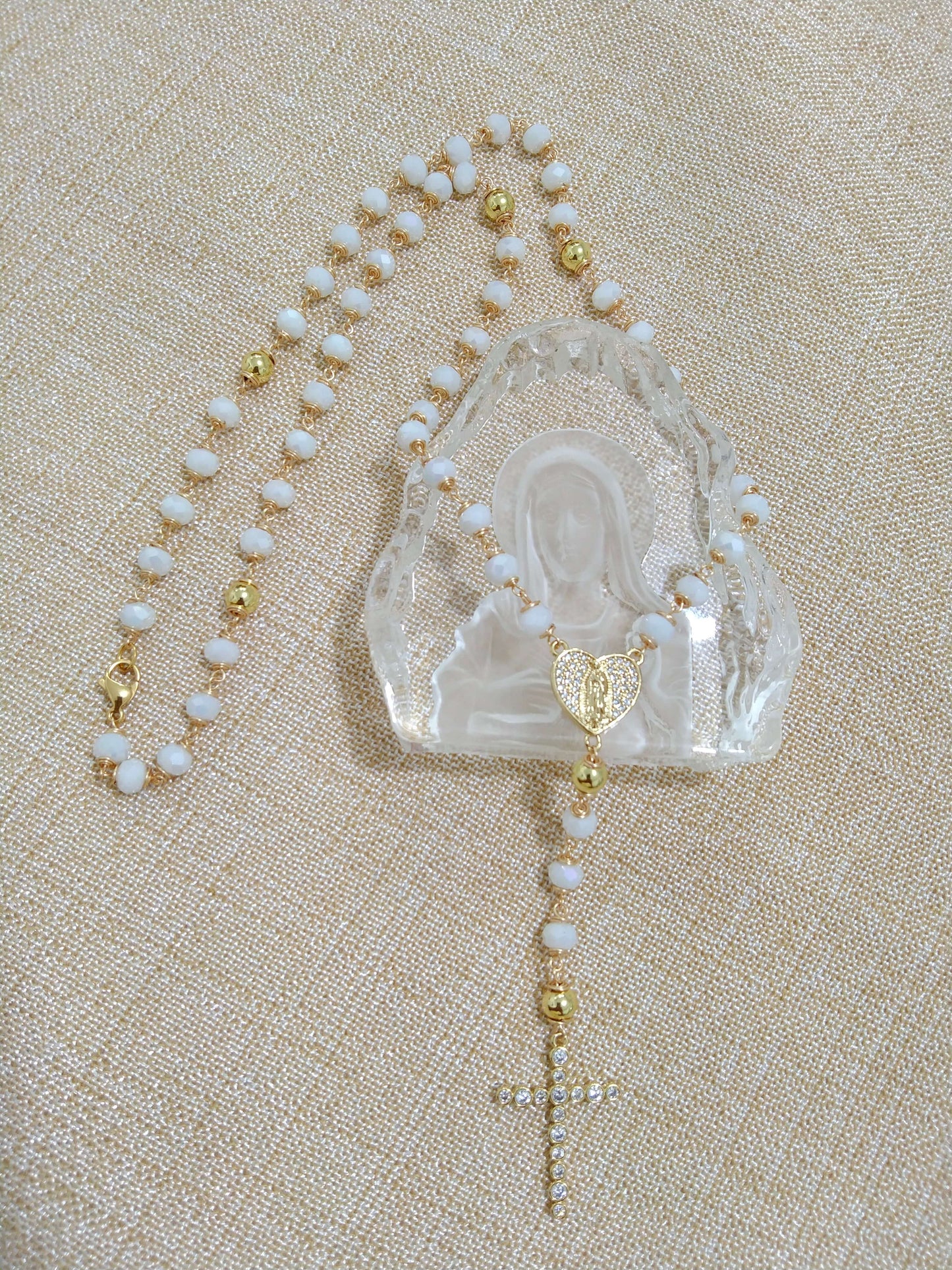 Crystal Rosaries with the Virgin of Guadalupe