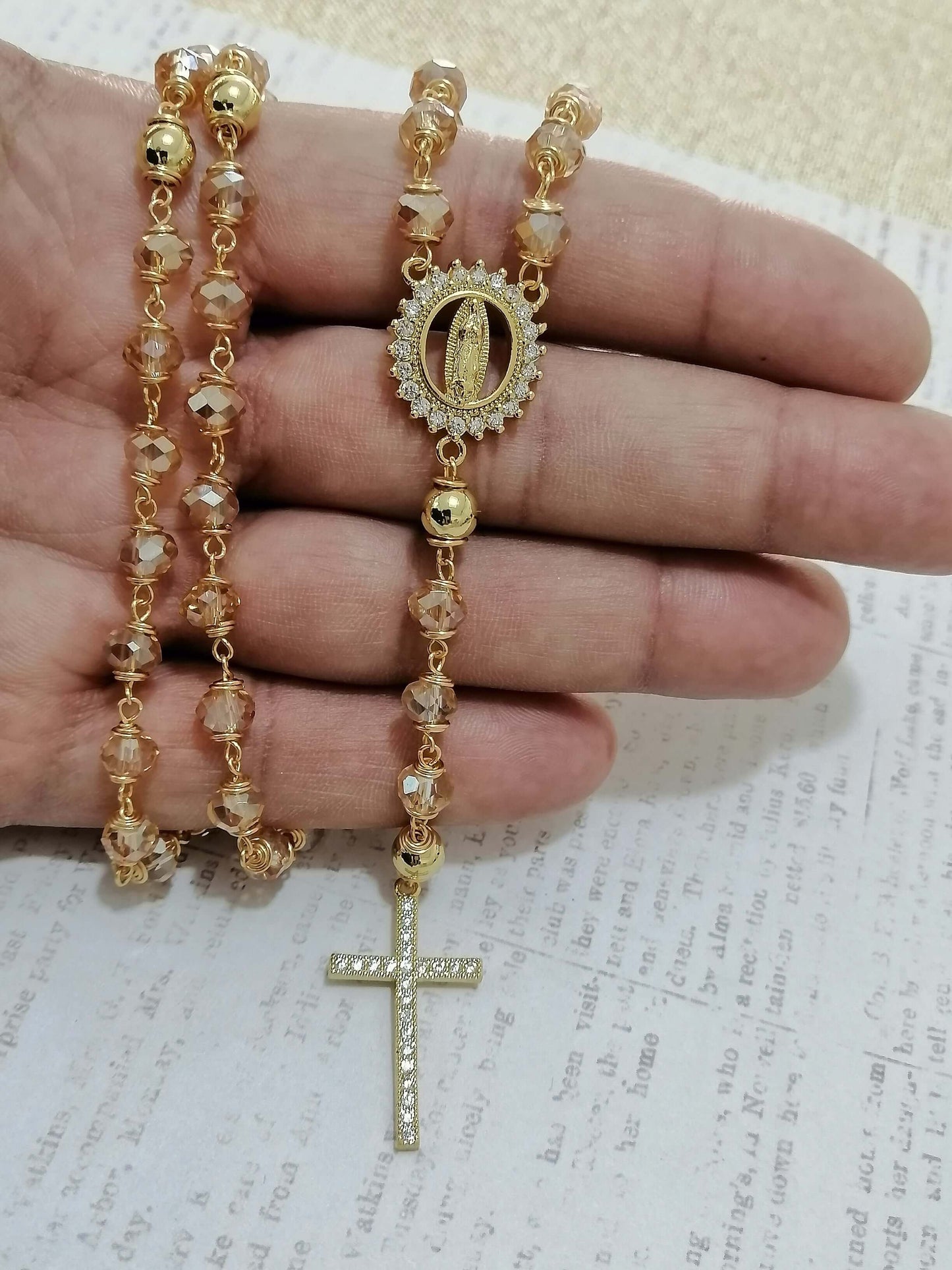 Crystal Rosaries with the Virgin of Guadalupe
