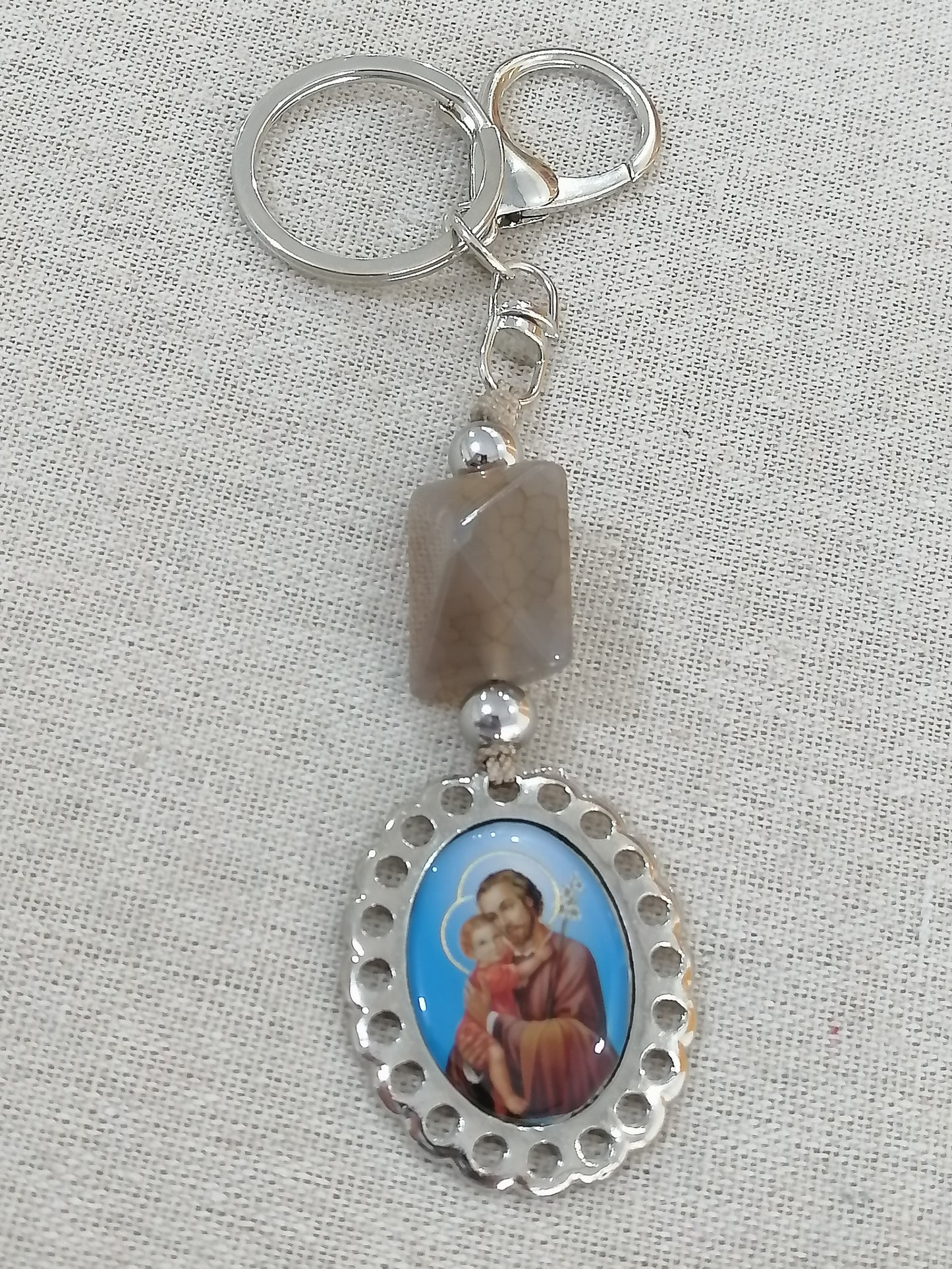 Catholic Keychains for Gentlemen: Spiritual Elegance with Natural Stones