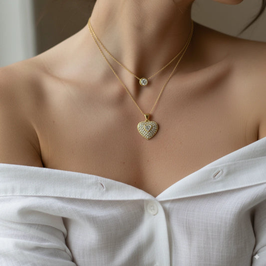 Cadena Doble Corazón y Zircón