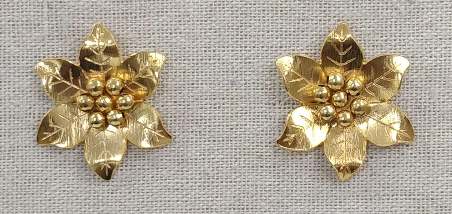 Boucles d'oreilles pour femmes en forme de fleur en bronze plaqué or 24 carats
