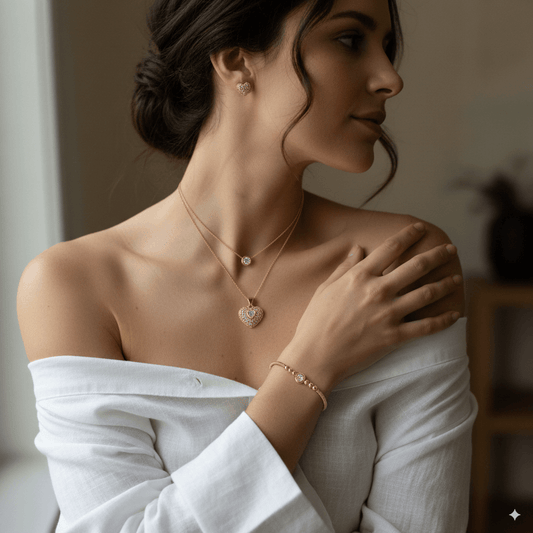 Cadena Doble Corazón y Zircón