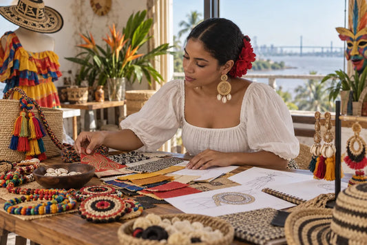Talento local de Barranquilla desarrollando accesorios y bocetos en un taller