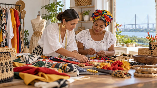 Diseñadora y artesana trabajando en accesorios y moda en Barranquilla.
