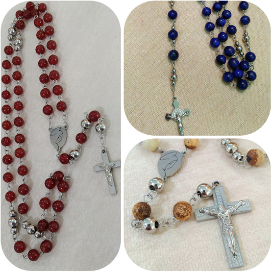 Elevate your Spirit with a Rosary for Men: Unique Steel Pieces with Natural Stones for Prayer