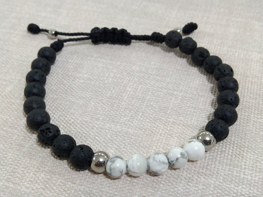 Howlite and Volcanic Lava natural stone bracelet for men: A Touch of Elegance and Serenity