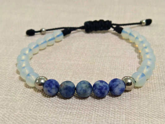 Men's bracelet with natural stones sodalite and opal: a unique accessory