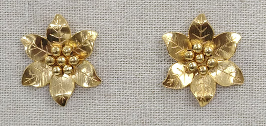 24k gold-plated bronze flower-shaped earrings