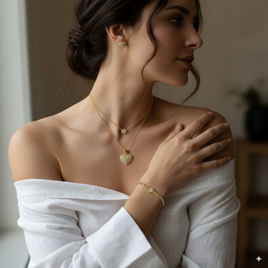 Cadena Doble Corazón y Zircón